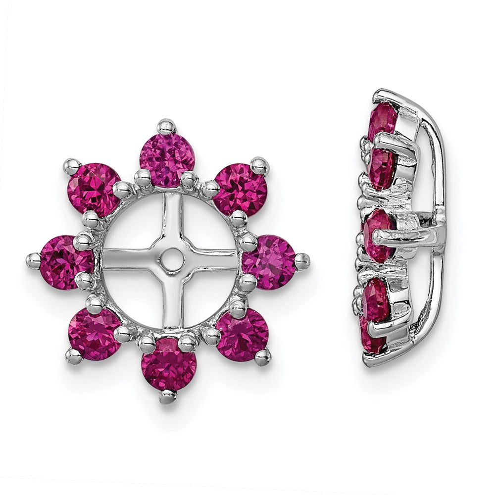 Sterlingsilber Rhodium Erzeugt Rubin Ohrring Jacke