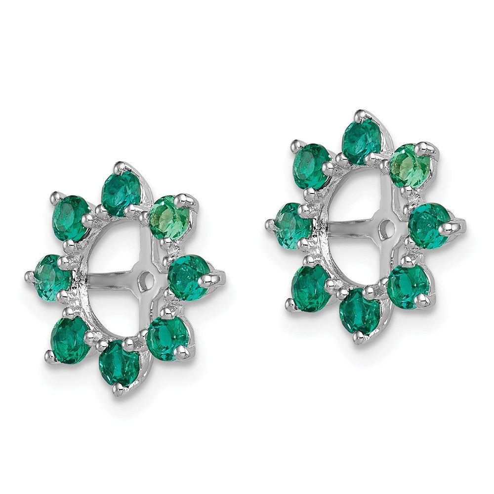 Sterlingsilber Rhodium Erzeugt Smaragd Ohrring Jacke