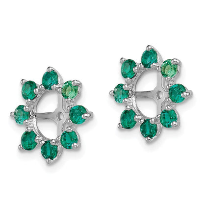 Sterlingsilber Rhodium Erzeugt Smaragd Ohrring Jacke