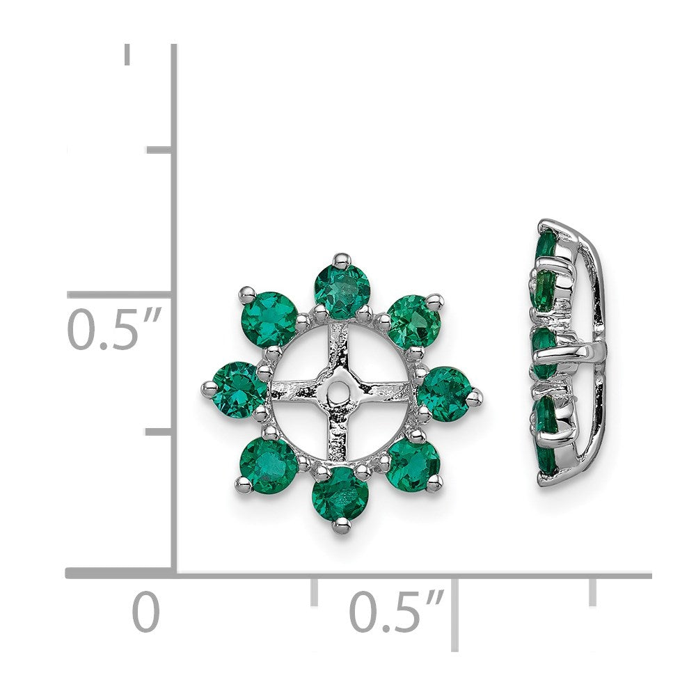 Sterlingsilber Rhodium Erzeugt Smaragd Ohrring Jacke