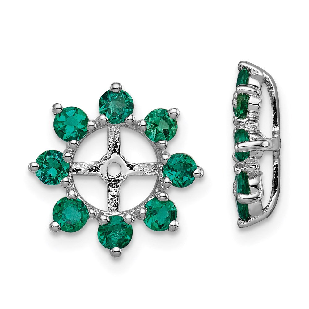 Sterlingsilber Rhodium Erzeugt Smaragd Ohrring Jacke