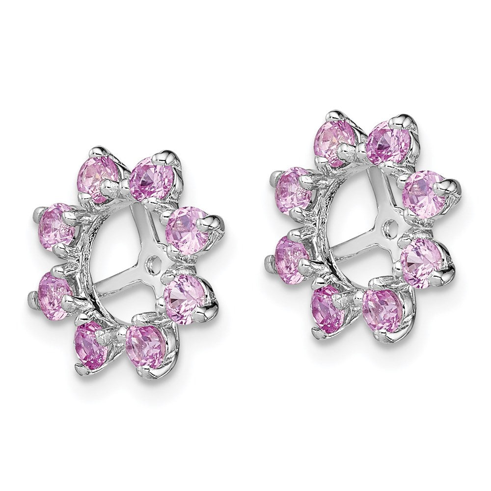 Sterlingsilber Rhodium Erzeugt Rosa Saphir Ohrring Jacke