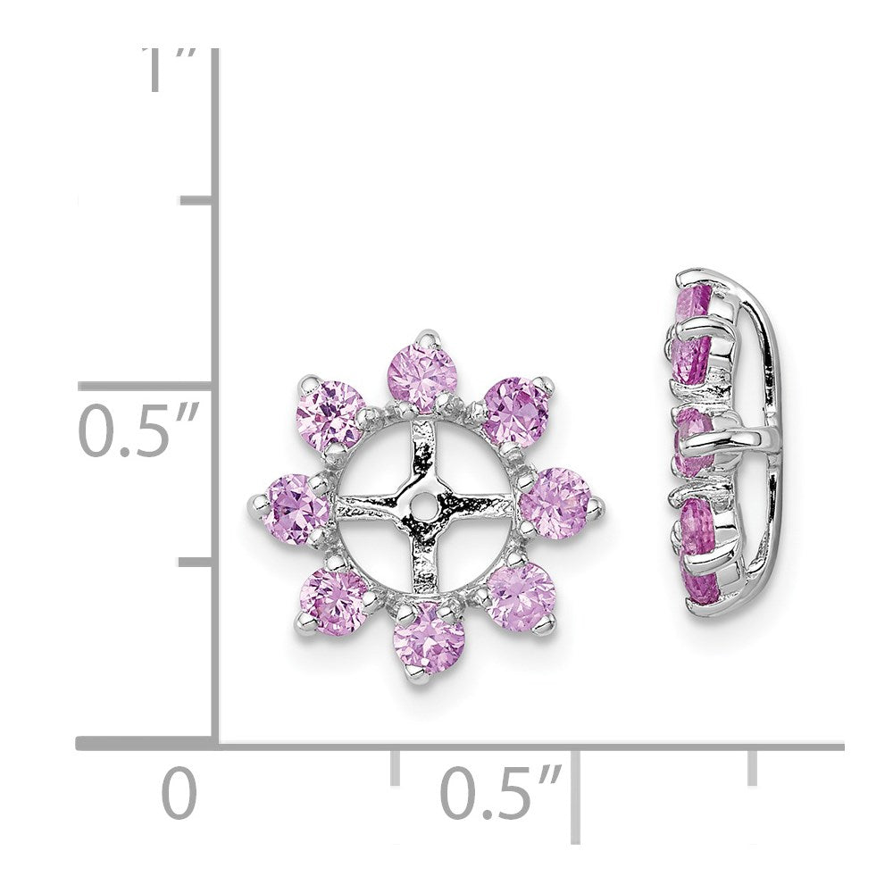 Sterlingsilber Rhodium Erzeugt Rosa Saphir Ohrring Jacke
