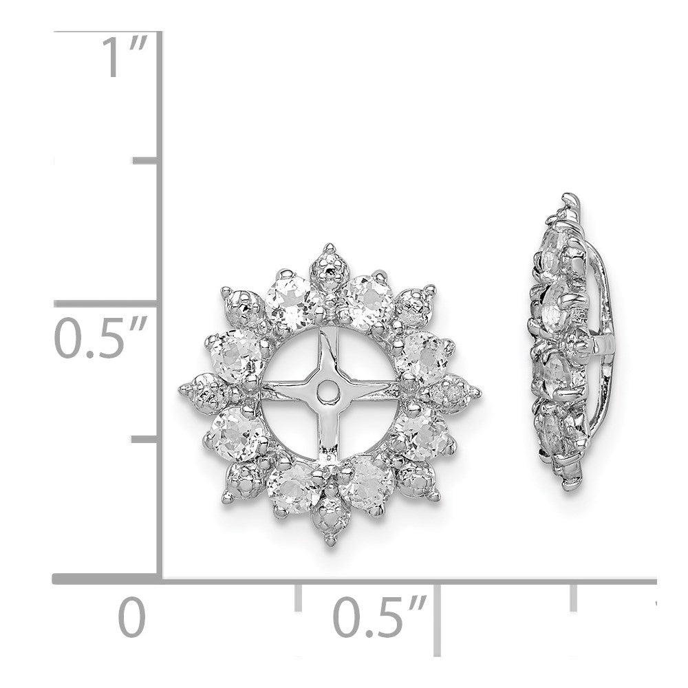 Sterlingsilber Rhodium Diamant. & Weiß Topas Ohrring Jacke