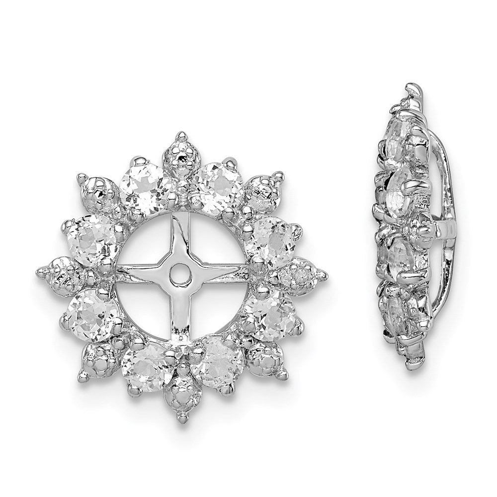 Sterlingsilber Rhodium Diamant. & Weiß Topas Ohrring Jacke