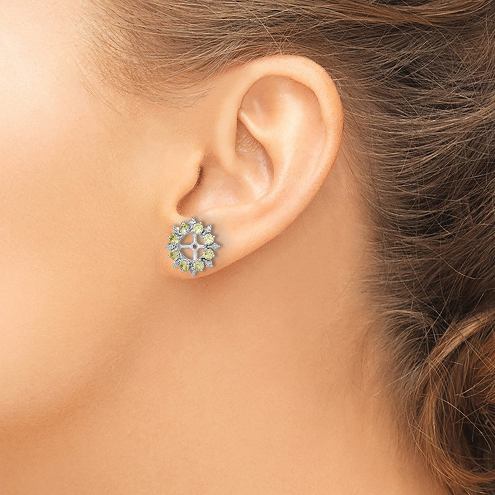 Sterlingsilber Rhodium Diamant. & Peridot Ohrring Jacke