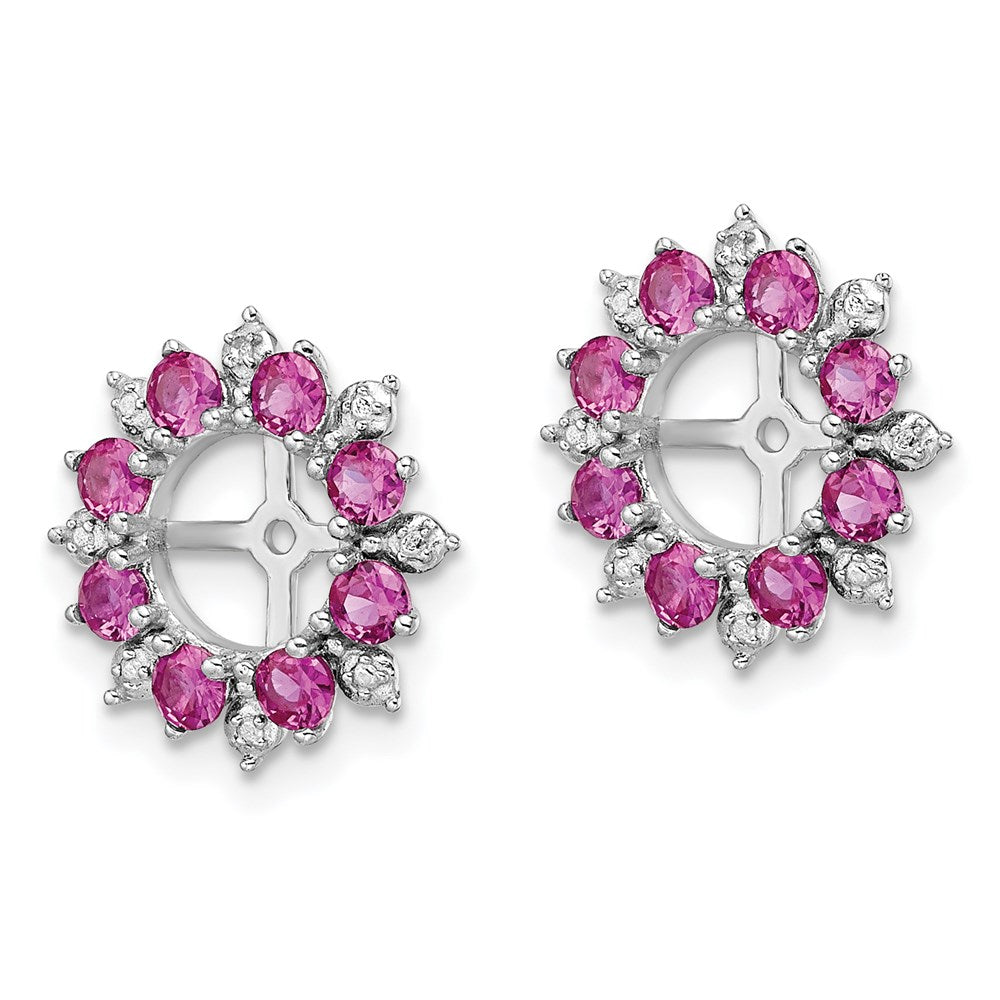 Sterlingsilber Rhodium Diamant. & Erzeugt Rubin Ohrring Jacke