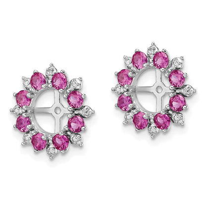 Sterlingsilber Rhodium Diamant. & Erzeugt Rubin Ohrring Jacke