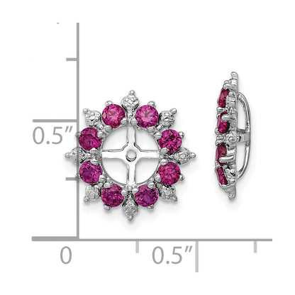 Sterlingsilber Rhodium Diamant. & Erzeugt Rubin Ohrring Jacke