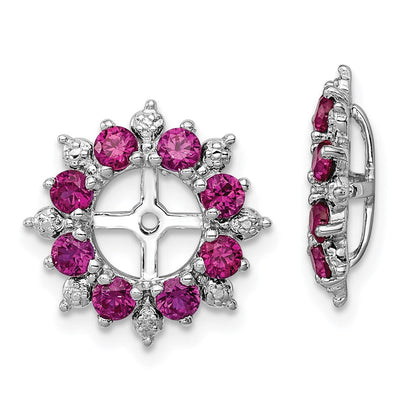 Sterlingsilber Rhodium Diamant. & Erzeugt Rubin Ohrring Jacke