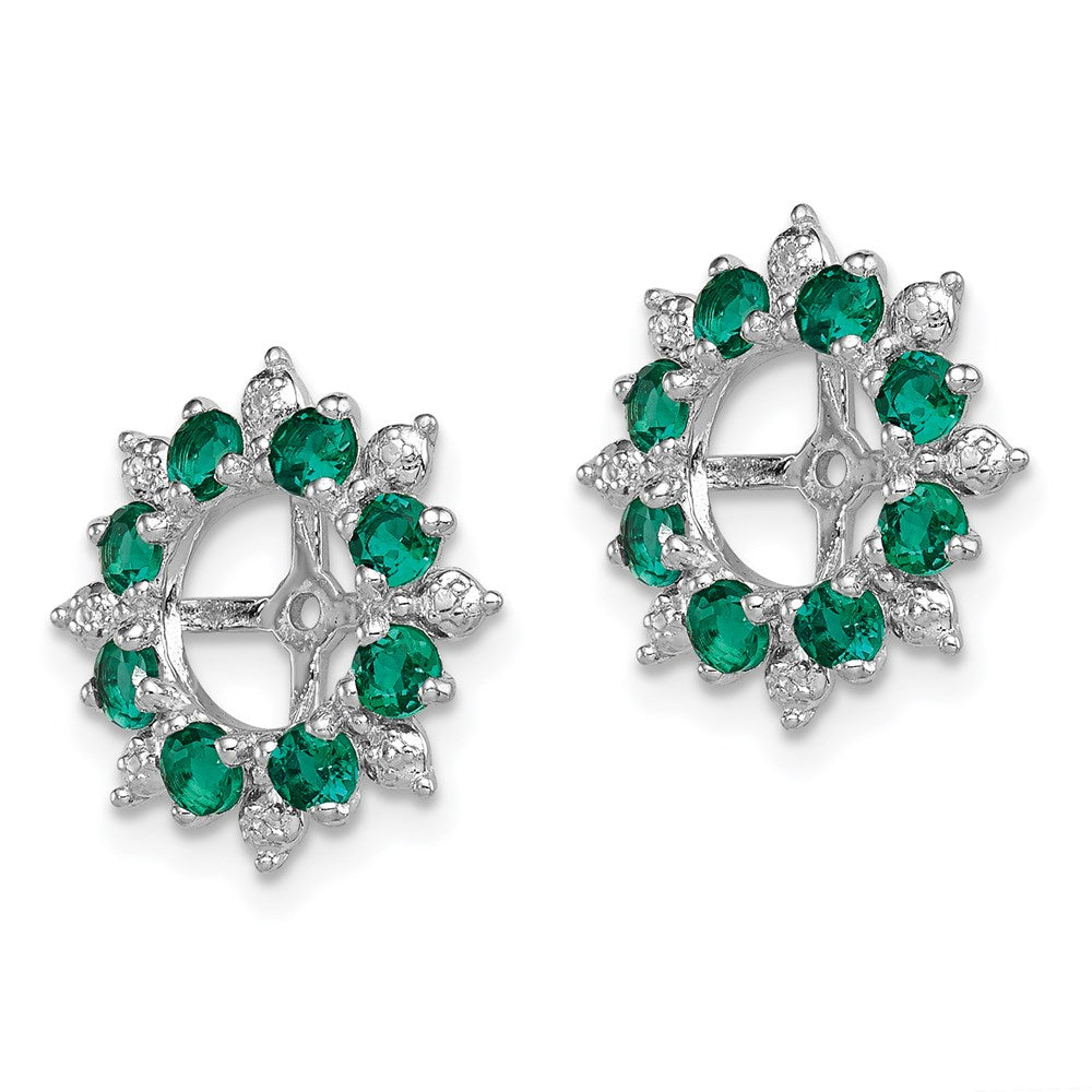 Sterlingsilber Rhodium Diamant. & Erzeugt Smaragd Ohrring Jacke