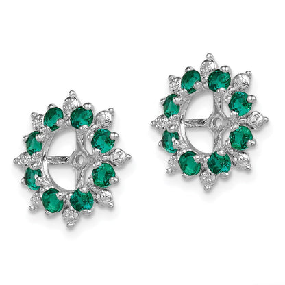 Sterlingsilber Rhodium Diamant. & Erzeugt Smaragd Ohrring Jacke