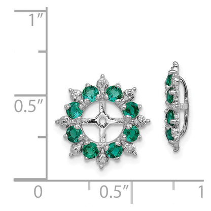 Sterlingsilber Rhodium Diamant. & Erzeugt Smaragd Ohrring Jacke