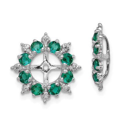 Sterlingsilber Rhodium Diamant. & Erzeugt Smaragd Ohrring Jacke