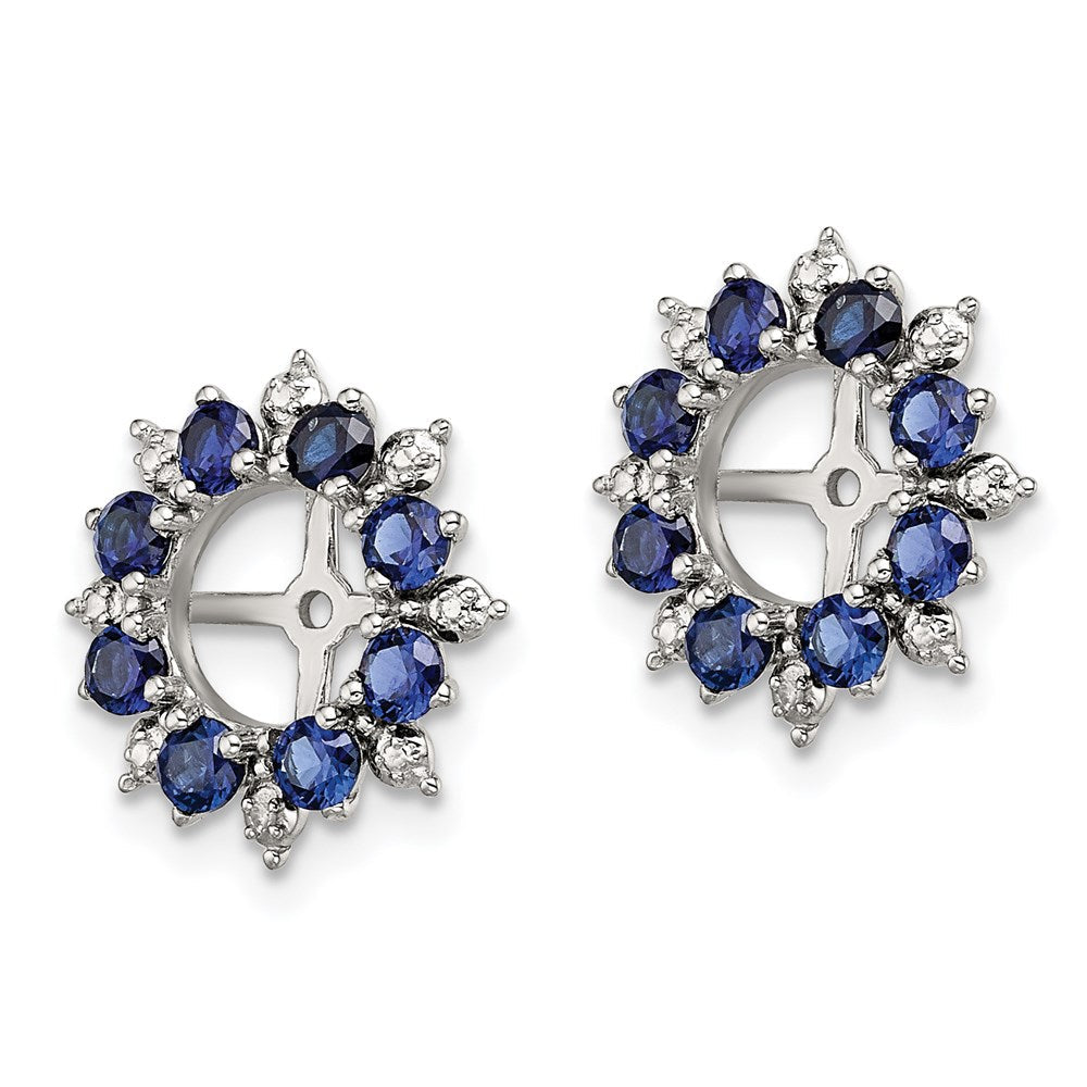 Sterlingsilber Rhodium Diamant. & Erzeugt Saphir Ohrring Jacke