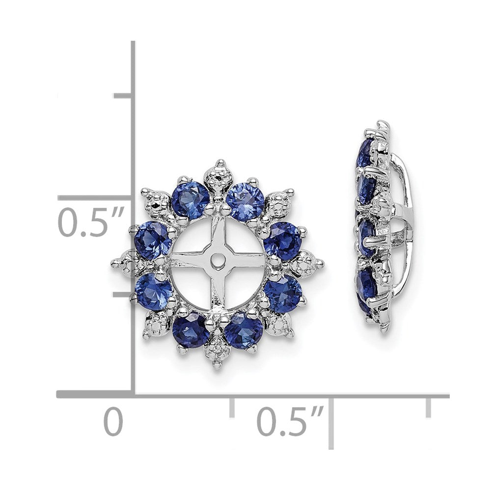 Sterlingsilber Rhodium Diamant. & Erzeugt Saphir Ohrring Jacke