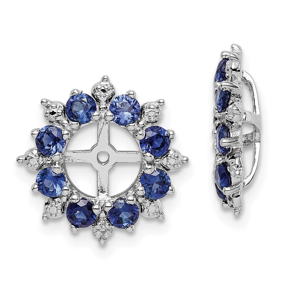 Sterlingsilber Rhodium Diamant. & Erzeugt Saphir Ohrring Jacke