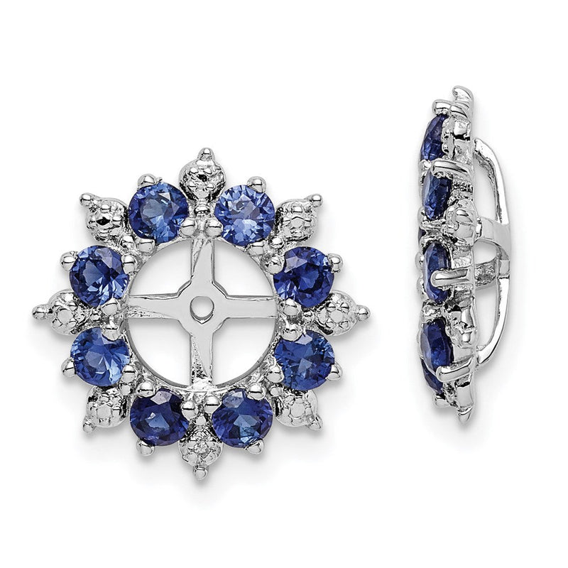 Sterlingsilber Rhodium Diamant. & Erzeugt Saphir Ohrring Jacke