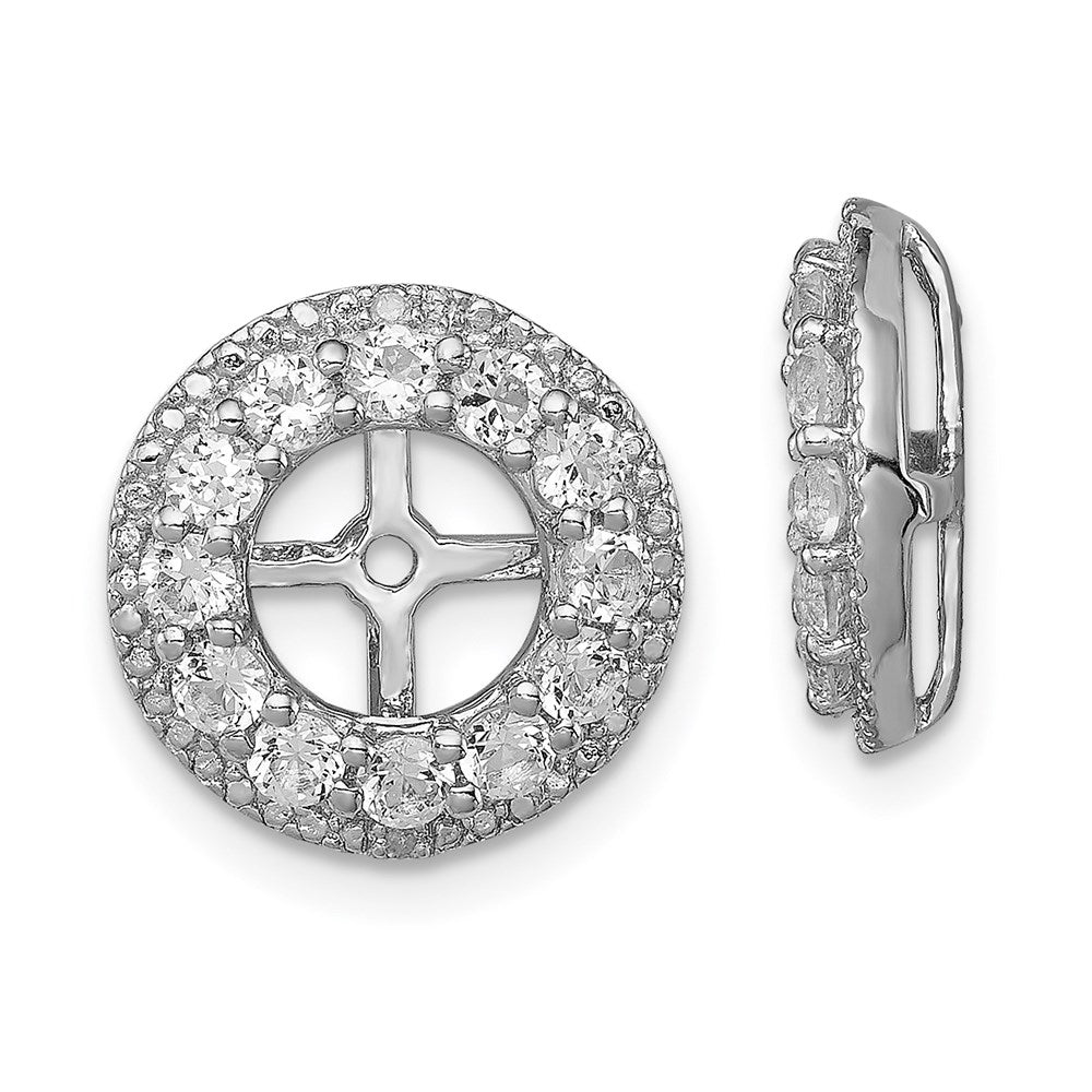 Sterlingsilber Rhodium Diamant. & Weiß Topas Ohrring Jacke