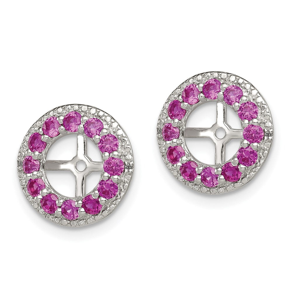 Sterlingsilber Rhodium Diamant. & Erzeugt Rubin Ohrring Jacke
