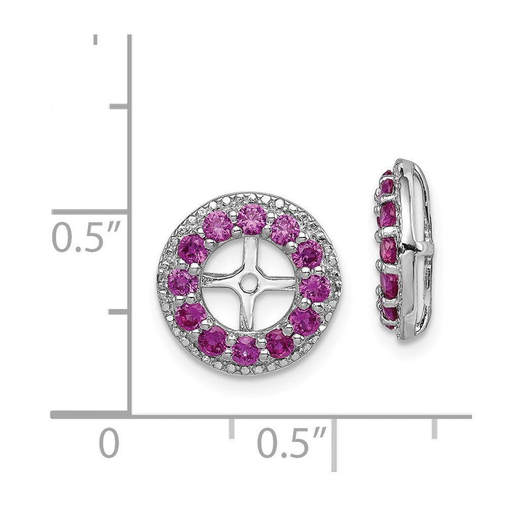 Sterlingsilber Rhodium Diamant. & Erzeugt Rubin Ohrring Jacke