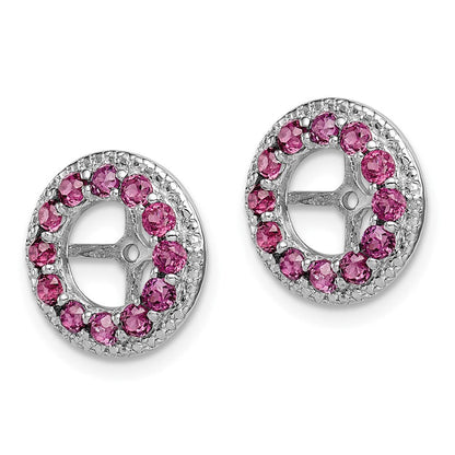 Sterlingsilber Rhodium Diamant. & Rhodolith Granat Ohrring Jacke