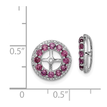 Sterlingsilber Rhodium Diamant. & Rhodolith Granat Ohrring Jacke