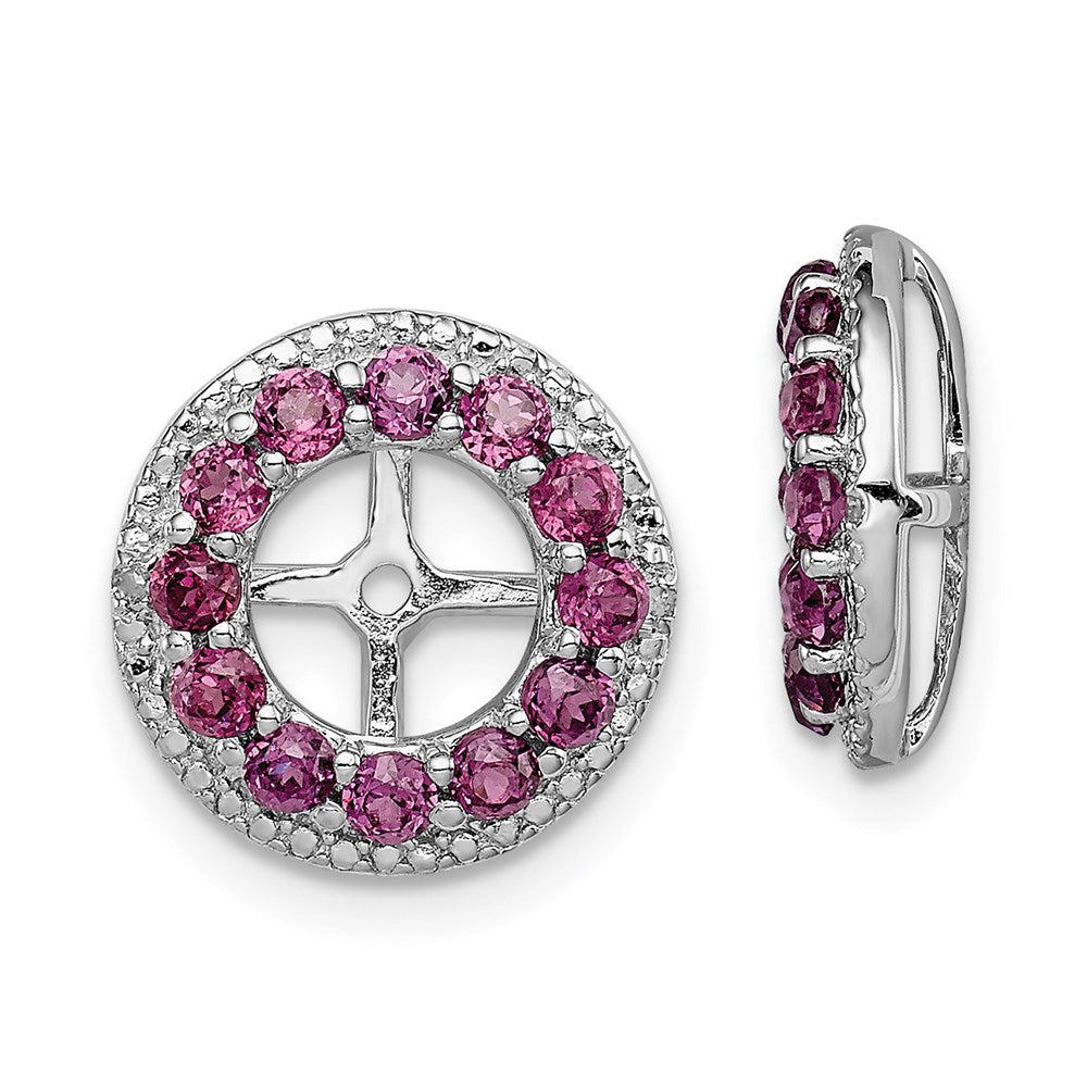 Sterlingsilber Rhodium Diamant. & Rhodolith Granat Ohrring Jacke