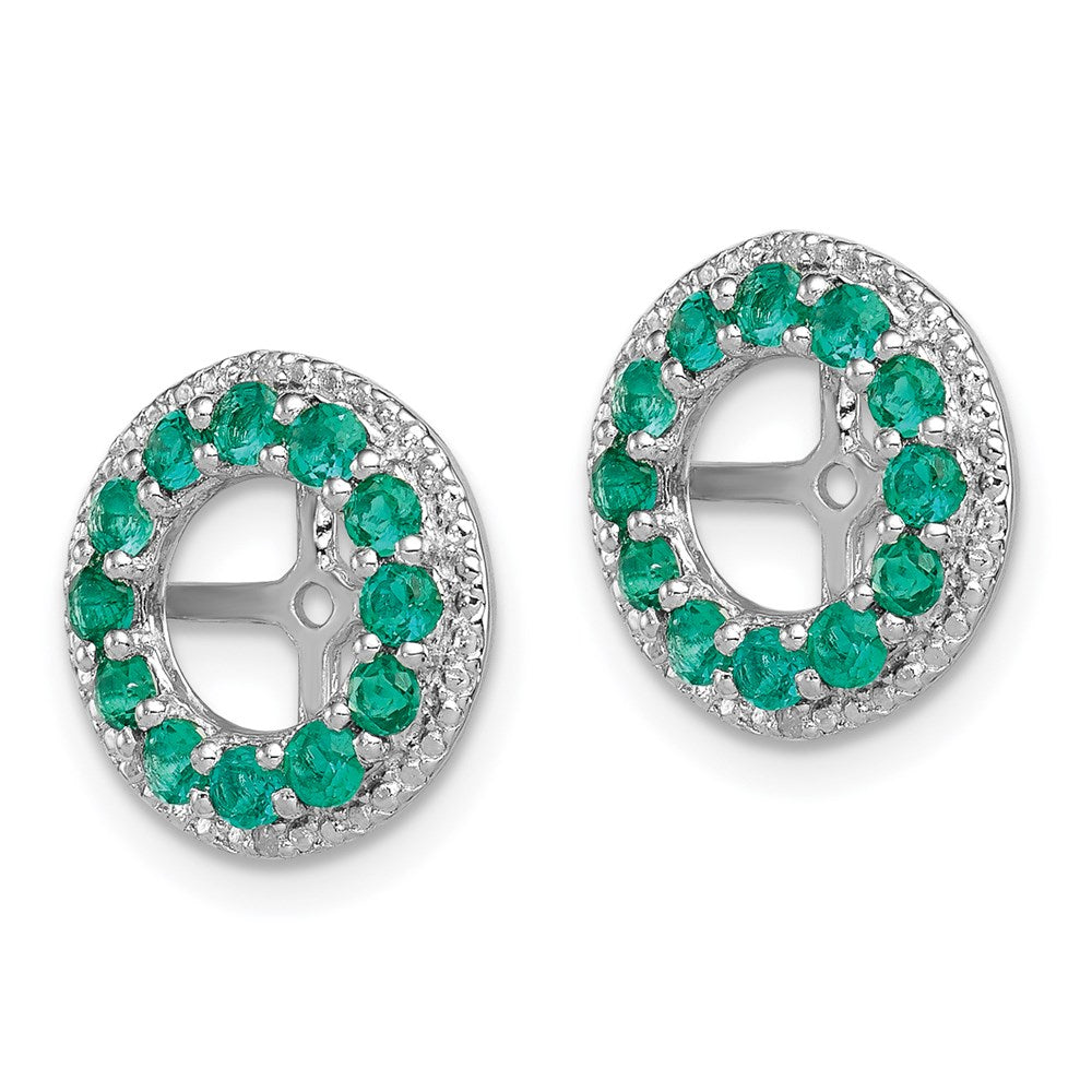 Sterlingsilber Rhodium Diamant. & Erzeugt Smaragd Ohrring Jacke