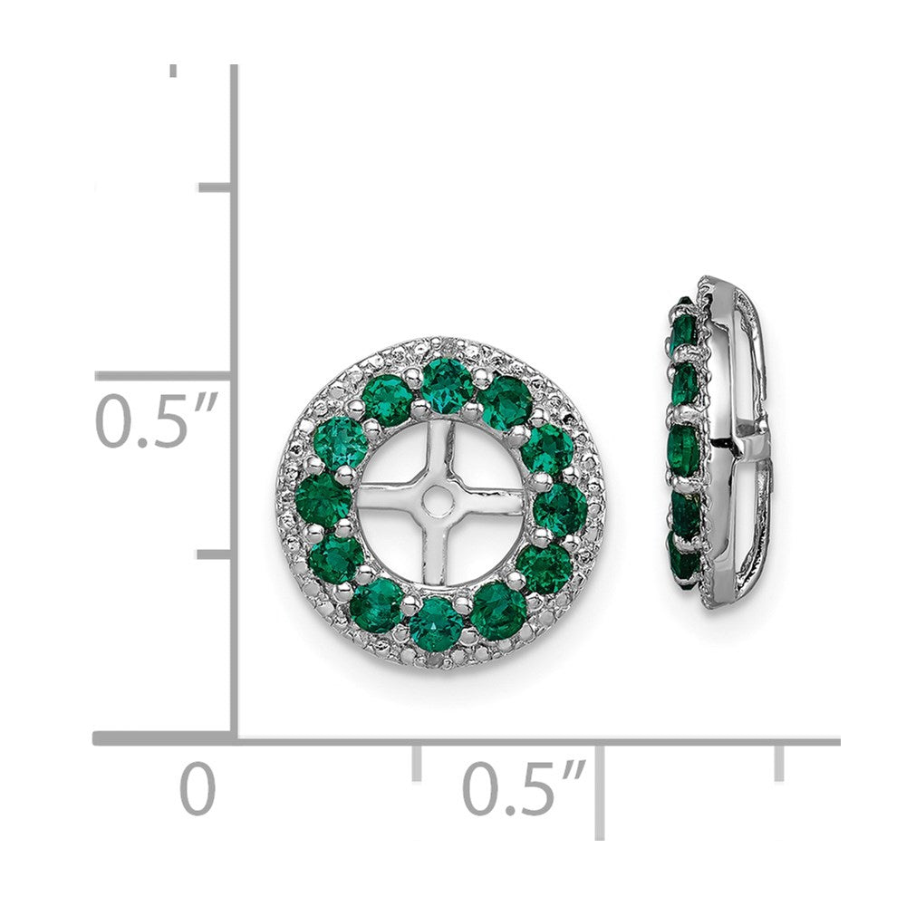 Sterlingsilber Rhodium Diamant. & Erzeugt Smaragd Ohrring Jacke