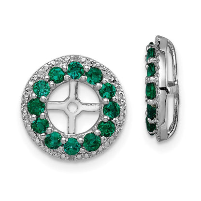 Sterlingsilber Rhodium Diamant. & Erzeugt Smaragd Ohrring Jacke
