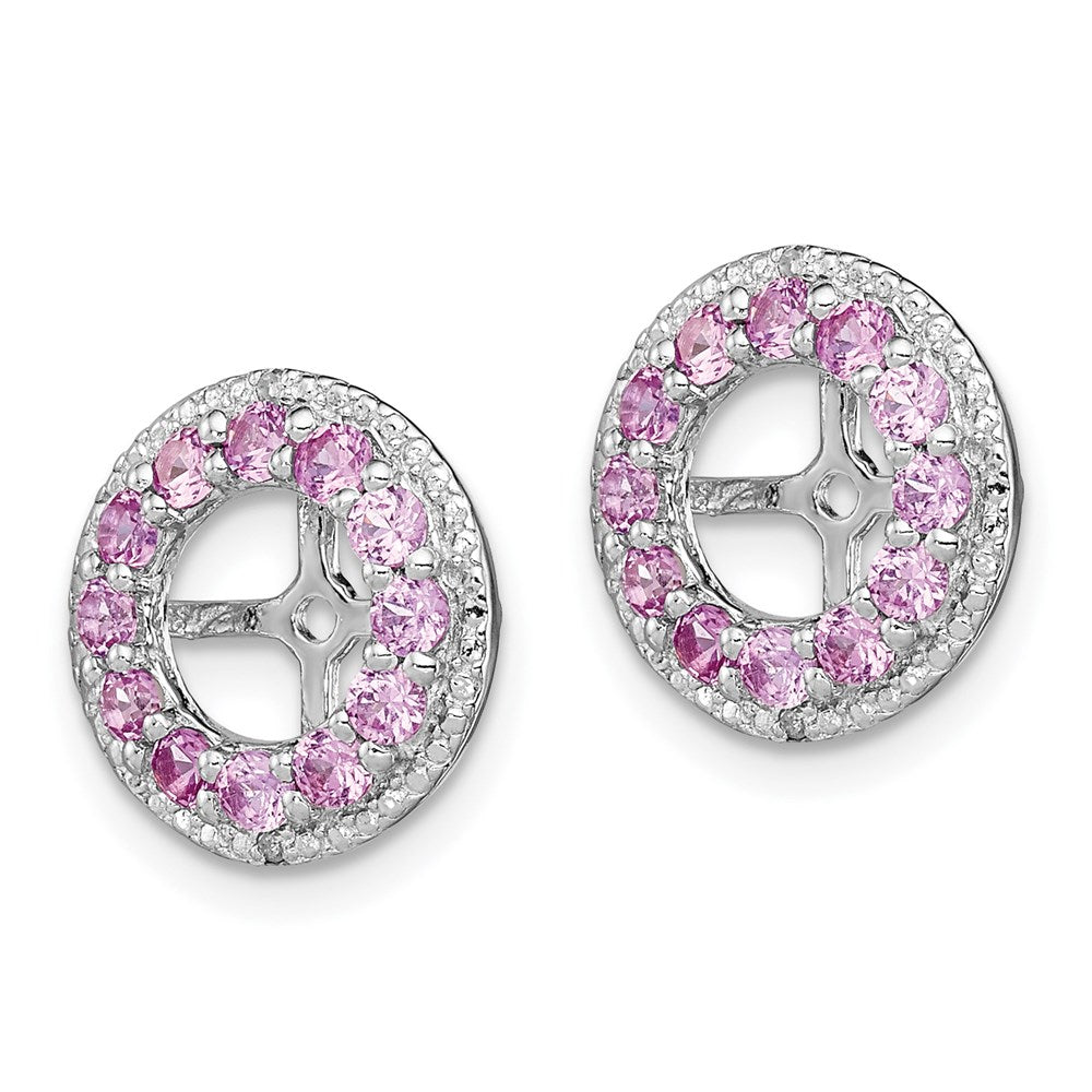 Sterlingsilber Rhodium Diamant. & Erzeugt Rosa Saphir Ohrring Jacke