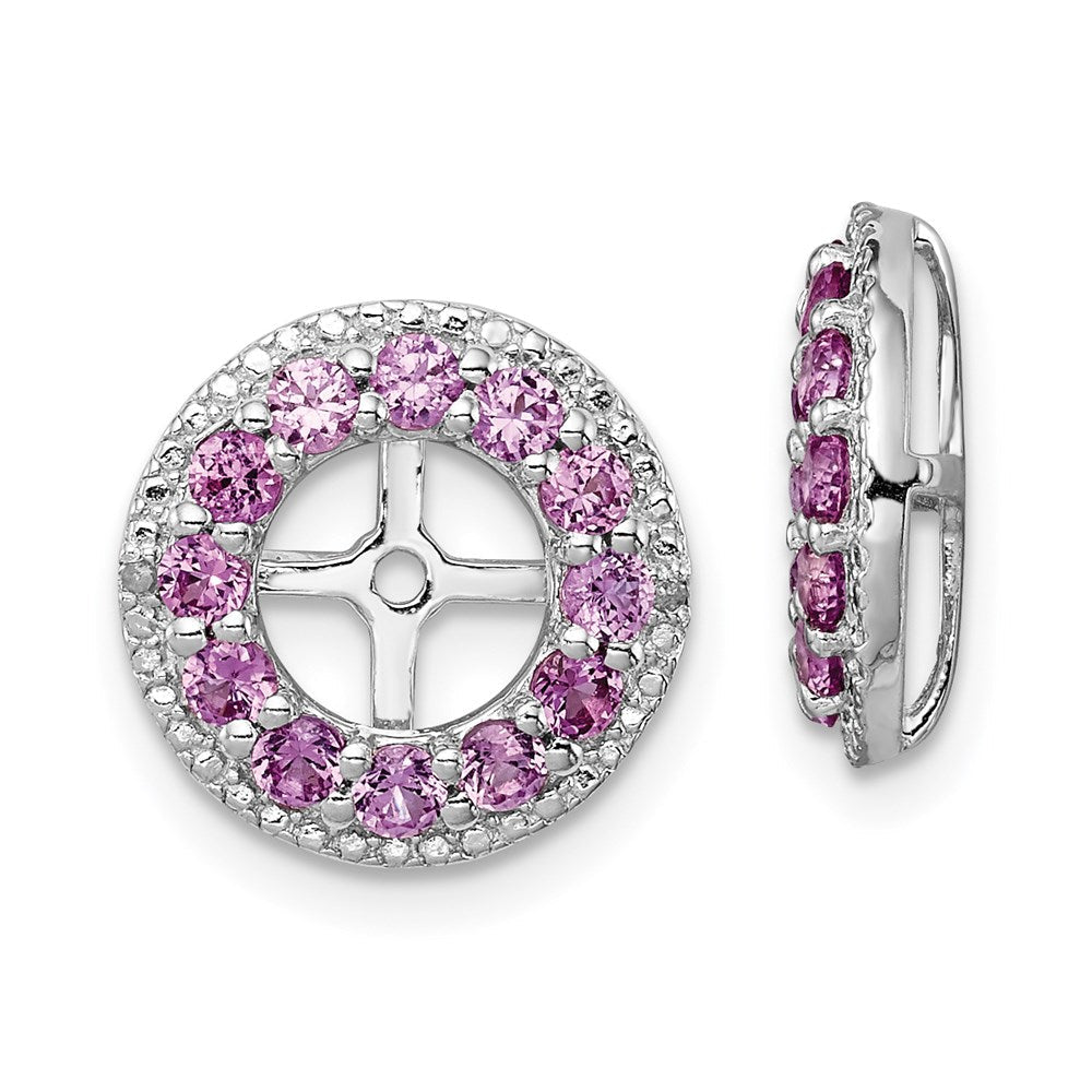 Sterlingsilber Rhodium Diamant. & Erzeugt Rosa Saphir Ohrring Jacke