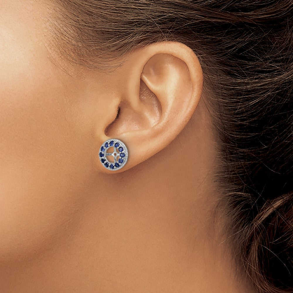 Sterlingsilber Rhodium Diamant. & Erzeugt Saphir Ohrring Jacke