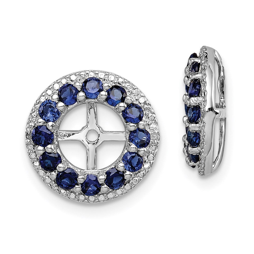Sterlingsilber Rhodium Diamant. & Erzeugt Saphir Ohrring Jacke
