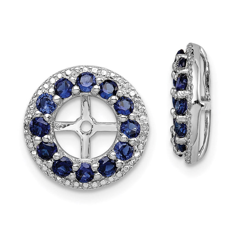 Sterlingsilber Rhodium Diamant. & Erzeugt Saphir Ohrring Jacke