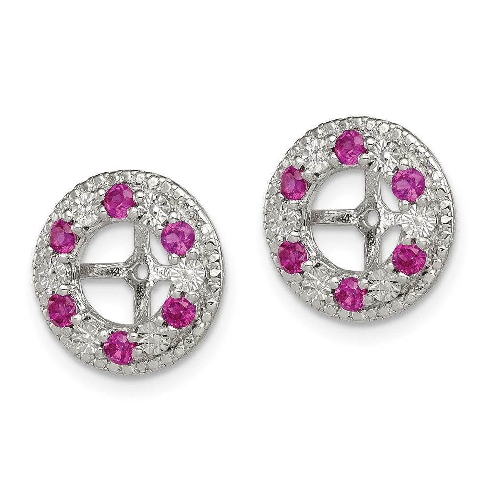 Sterlingsilber Rhodium Erzeugt Rubin Ohrring Jacke