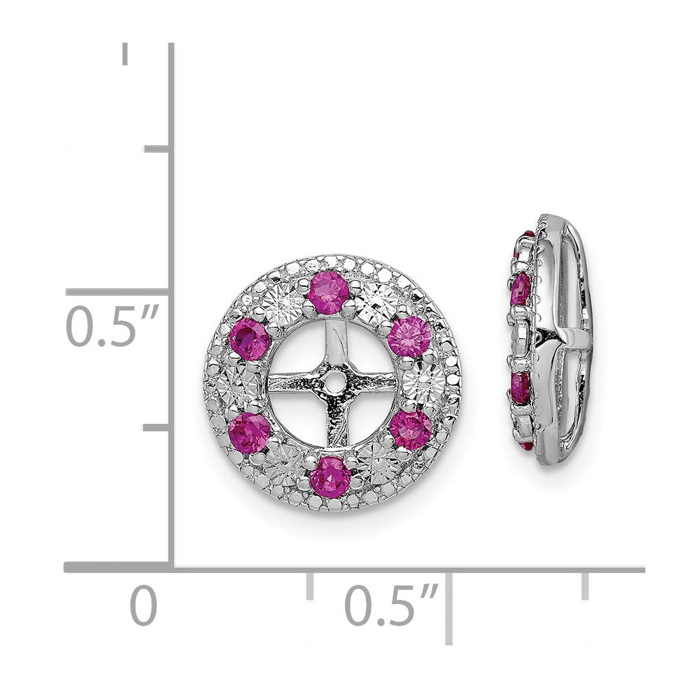 Sterlingsilber Rhodium Erzeugt Rubin Ohrring Jacke