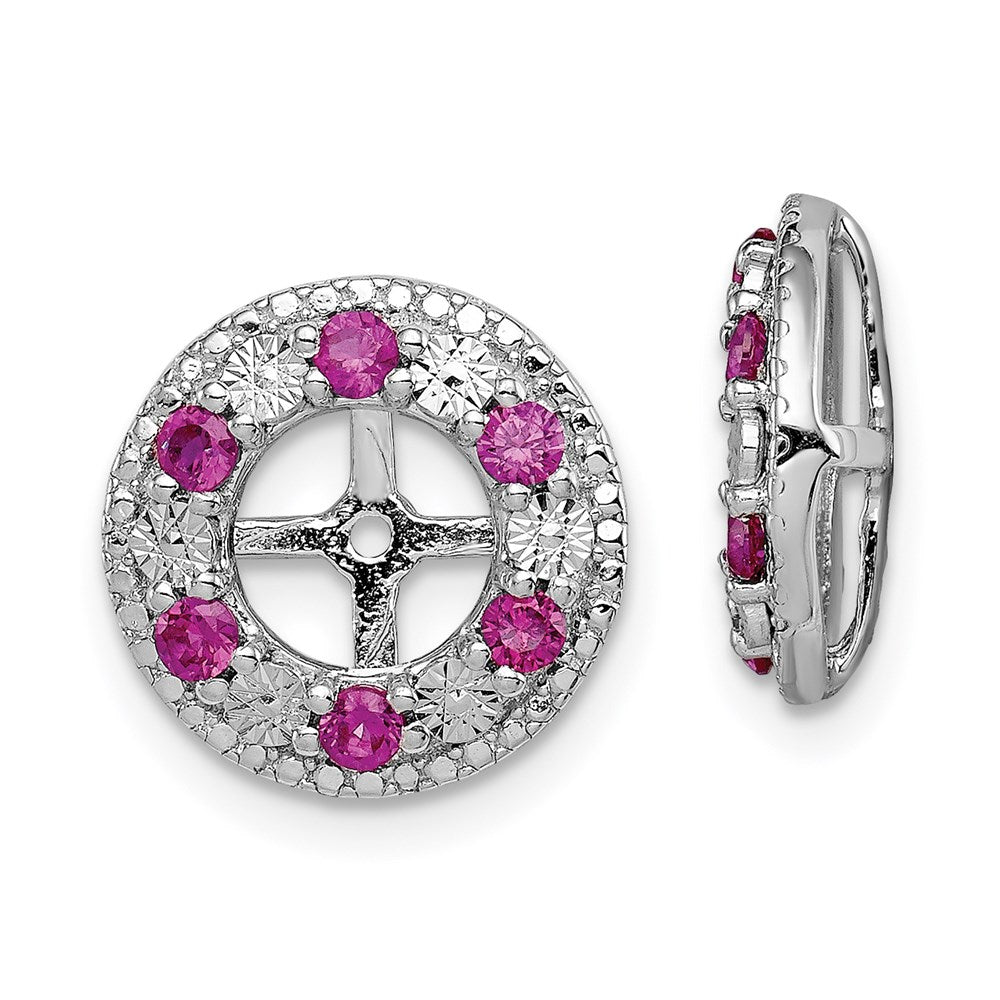 Sterlingsilber Rhodium Erzeugt Rubin Ohrring Jacke