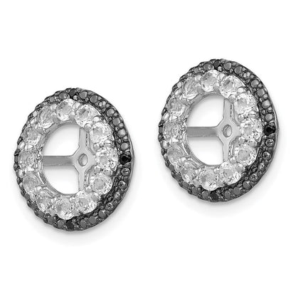 Sterlingsilber Rhodium Weiß Topas & Schwarz Saphir Ohrring Jacke