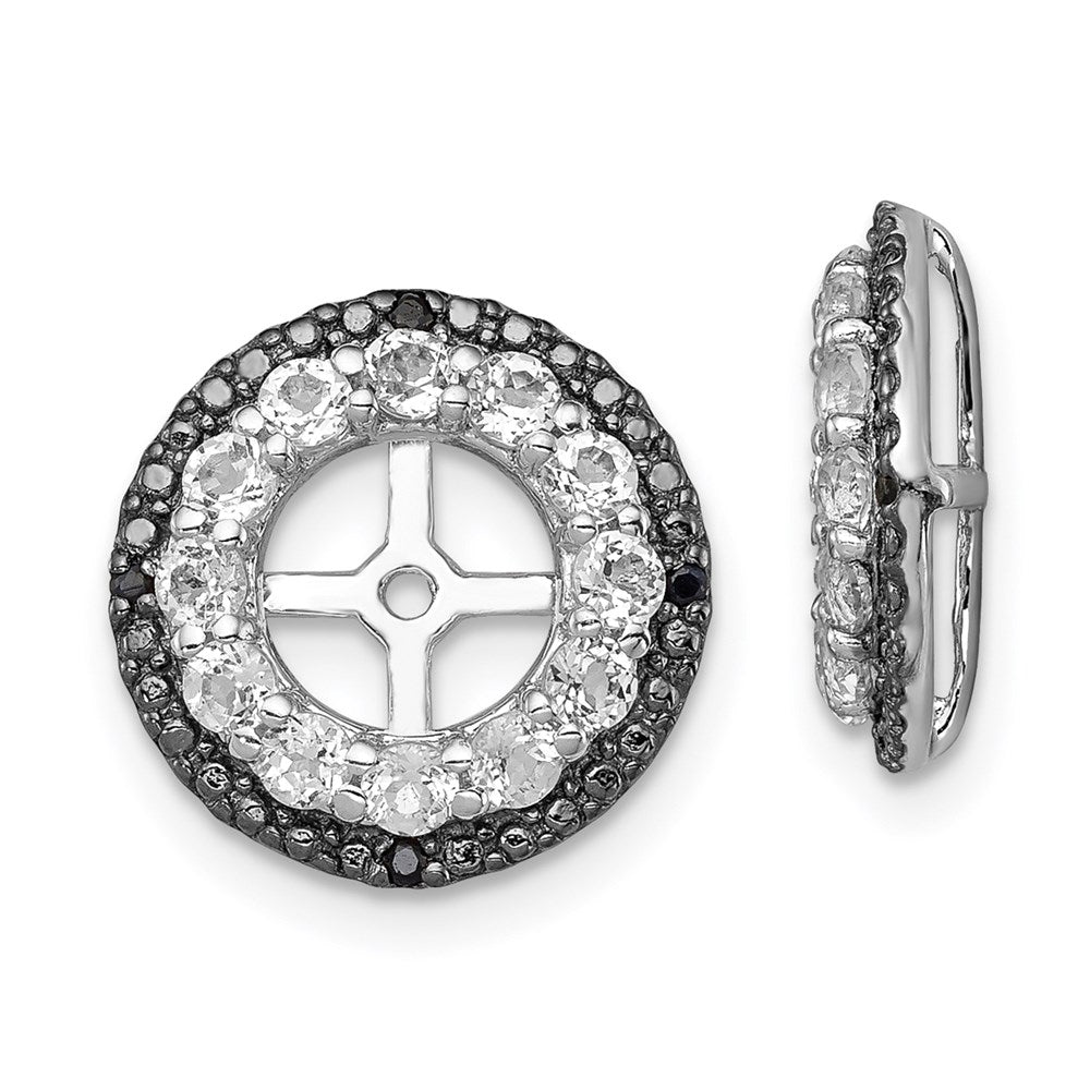 Sterlingsilber Rhodium Weiß Topas & Schwarz Saphir Ohrring Jacke