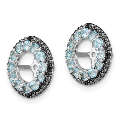 Sterlingsilber Rhodium Schweizer Blautopas & Schwarz Saphir Ohrring Jacke