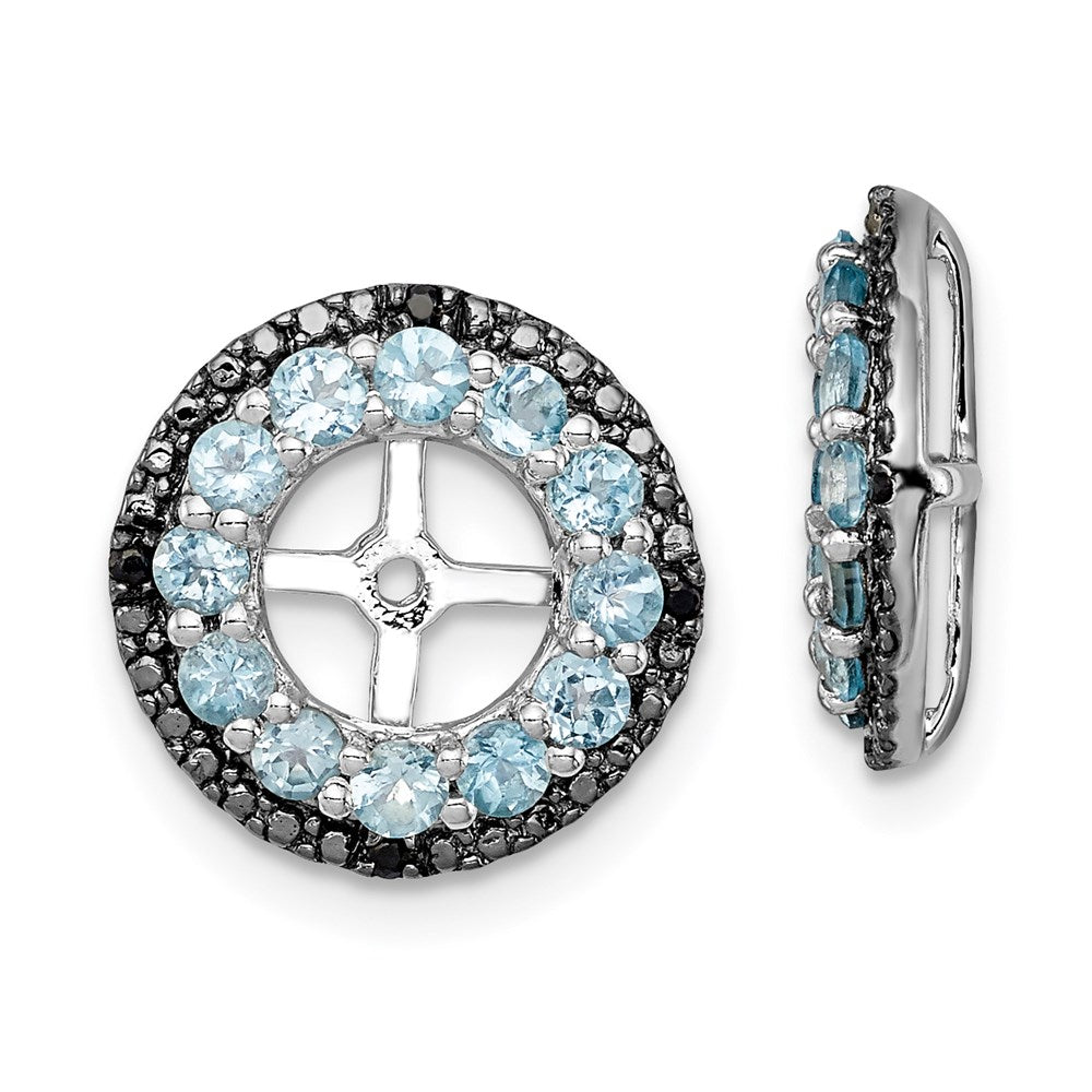 Sterlingsilber Rhodium Schweizer Blautopas & Schwarz Saphir Ohrring Jacke