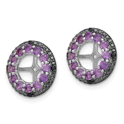 Sterlingsilber Rhodium Amethyst & Schwarz Saphir Ohrring Jacke