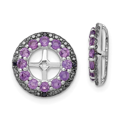 Sterlingsilber Rhodium Amethyst & Schwarz Saphir Ohrring Jacke