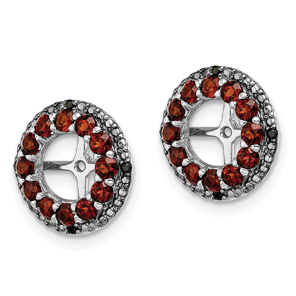 Sterlingsilber Rhodium Granat & Schwarz Saphir Ohrring Jacke