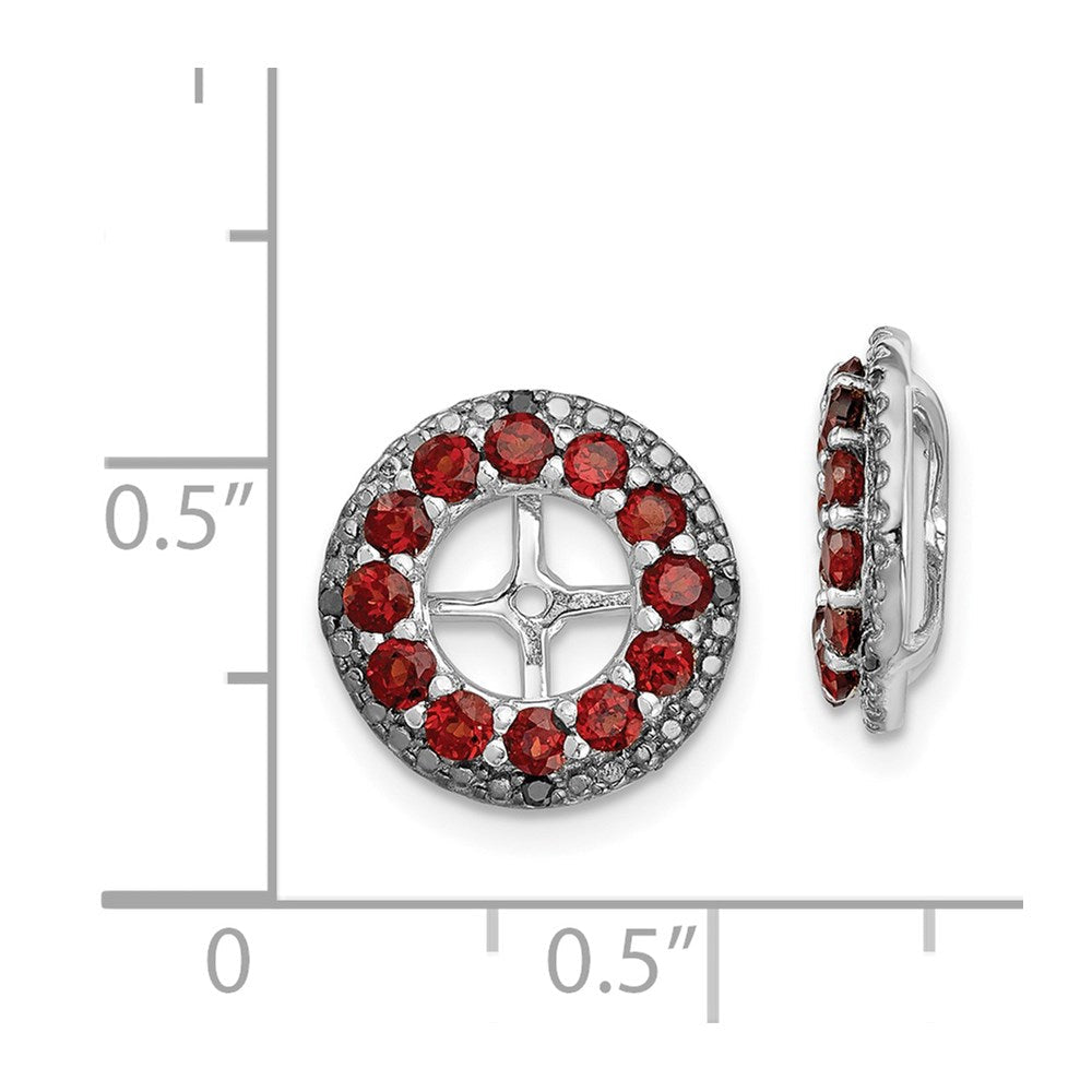Sterlingsilber Rhodium Granat & Schwarz Saphir Ohrring Jacke