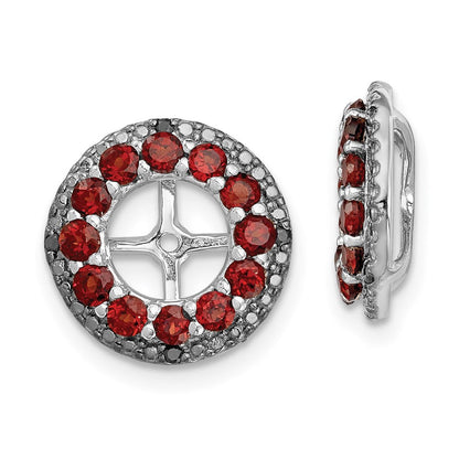 Sterlingsilber Rhodium Granat & Schwarz Saphir Ohrring Jacke