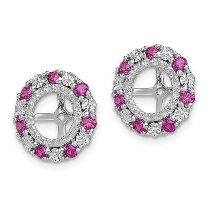 Sterlingsilber Rhodium Erzeugt Rubin Ohrring Jacke