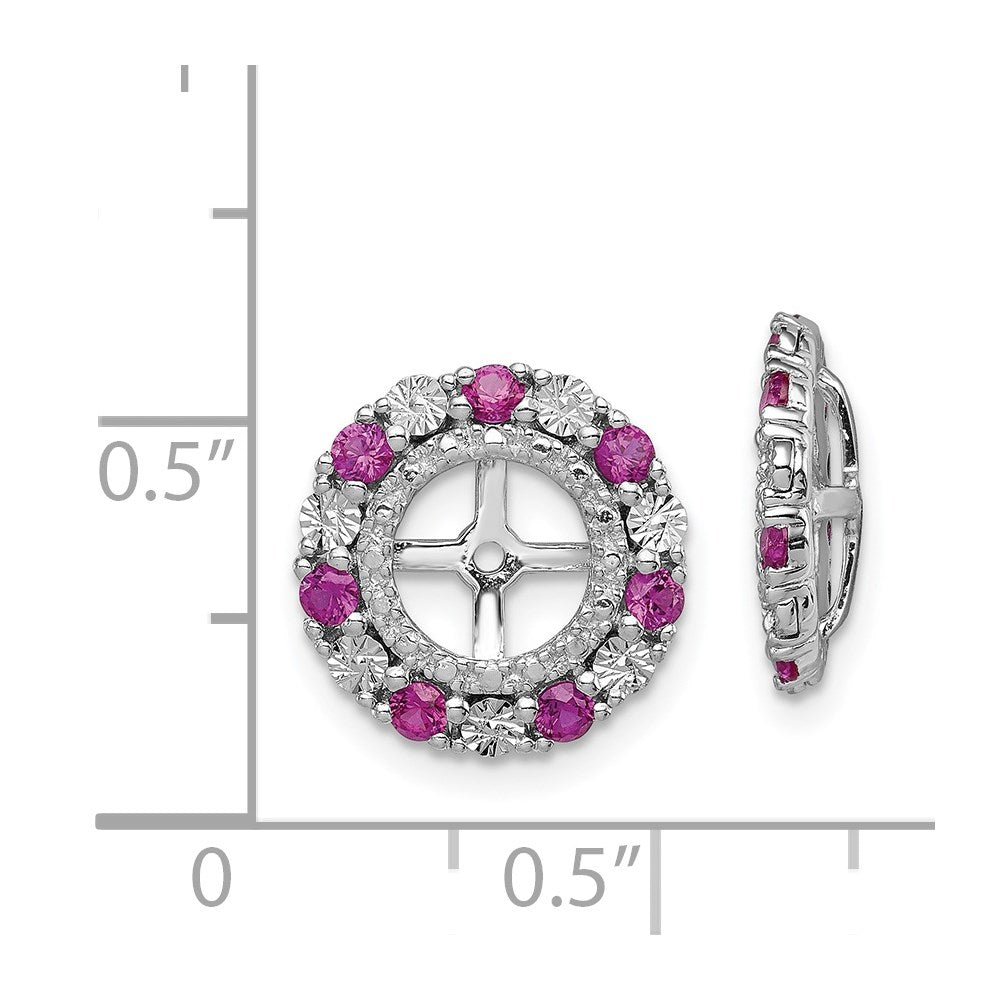 Sterlingsilber Rhodium Erzeugt Rubin Ohrring Jacke